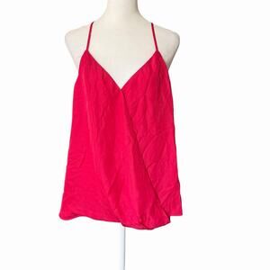 NWT Parker Womens Large Harlow Blouse Prism Pink Vneck Silk Open Back Tank Top